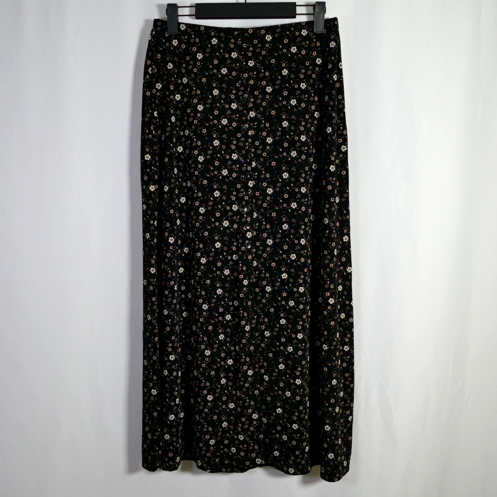 Vintage Briggs New York Y2K Whimsigoth Maxi Skirt Size M Petite Floral Buttons